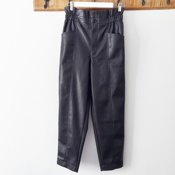 Madewell Vegan Leather Pull-On Paperbag Pants - Picture 5 of 14